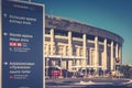 Information board at Luzhniki Stadium in Moscow