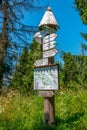 Information board near the mountain trail, Bieszczady, Poland