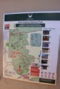 Information board about the sightings of wildlife animals in a safari park. South Africa.