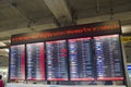 Information board of Suvarnabhumi international airport for people check flight passengers arriving and departing