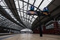 Information boards at Liverpool train station Royalty Free Stock Photo