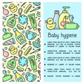 Information booklet concept with baby hygiene accessories and sample text