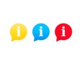 Information bubble speech icon set. Help sign. Caution notice warning message, danger important notification symbol, attention