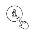 Information Button with Hand Pointer Clicks Line Icon, Online Support and Help. Clickable Info Sign for Assistance and