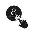 Information Button with Hand Pointer Clicks Silhouette Icon, Online Support and Help. Clickable Info Sign for Assistance