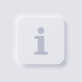 Information button icon, White Neumorphism soft UI Design for Web design. Royalty Free Stock Photo