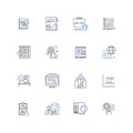 Information cataloging software line icons collection. Organization, Cataloging, Information, Management, Sorting