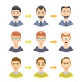 Information chart of hair loss stages types of baldness illustrated on male head vector.