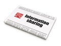 Information concept: newspaper with Information Sharing and Computer Pc