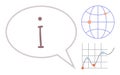 Information Concept with Speech Bubble, Globe, and Analytical Graph Elements Royalty Free Stock Photo