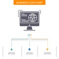 information, content, development, website, web Business Flow Chart Design with 3 Steps. Glyph Icon For Presentation Background Royalty Free Stock Photo