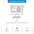 information, content, development, website, web Business Flow Chart Design with 3 Steps. Line Icon For Presentation Background Royalty Free Stock Photo