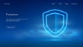 Information data and network protection, cyber system security digital shield, futuristic technology with blue neon glow in the