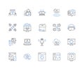 Information data line icons collection. Analytics, Big data, Classification, Cloud computing, Data cleansing, Data Royalty Free Stock Photo