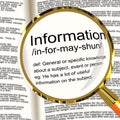 Information Definition Magnifier Showing Knowledge Data And Fact Royalty Free Stock Photo