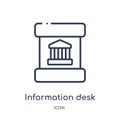 Information desk icon from museum outline collection. Thin line information desk icon isolated on white background Royalty Free Stock Photo