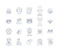 Information desk line icons collection. Assistance, Guidance, Directions, Support, Help, Information, Communication