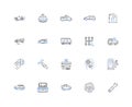 Information desk line icons collection. Assistance, Help, Inquiry, Reception, Clerical, Guidance, Service vector and