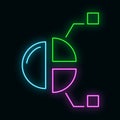 Information diagram concept, online database computer technology icon neon glow style, info outline flat vector illustration,