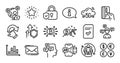 Information, Diagram graph and Rotation gesture line icons set. Vector