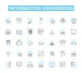 Information engineering linear icons set. Database, Big data, Analytics, Coding, Algorithm, Information, Integration Royalty Free Stock Photo