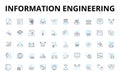 Information engineering linear icons set. Database, Big data, Analytics, Coding, Algorithm, Information, Integration Royalty Free Stock Photo