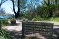 Information guidance sign to the tranquil, white-sand Murrays Beach in Jervis Bay, Booderee National Park, NSW, Australia