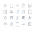 Information handling line icons collection. Data, Processing, Retrieval, Storage, Management, Analytics, Analysis vector