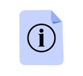 Information icon with document and I symbol. Containing info, help, inform, support, news, about us, instructions icon