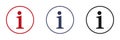 Information icons set. Black, blue and red information icon. Web design Royalty Free Stock Photo
