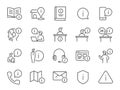 Information line icon set. Included the icons as info, reception counter, customer support, customer service, guide, manual, and m