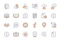 Information line icon set. Privacy policy, manual, rule, instruction, inform, guide, reference minimal vector