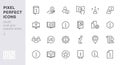 Information line icon set. Privacy policy, manual, rule, instruction, inform, guide, reference minimal vector