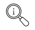 Information line icon vector. Info and help desk. Information Center, searching info, magnifier symbol. Guidness