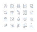 Information management line icons collection. Data, Analytics, Archives, Storage, Cataloging, Processing, Retrieval