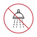 Information No Allowed Bathroom Sign. Warning Ban Wash Water Bath Black Line Icon. Forbidden Use Shower Pictogram Royalty Free Stock Photo