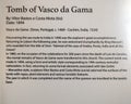 Information panel for the Tomb of Vasco da Gama in the Santa Maria Church in Lisbon, Portugal.