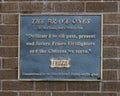 Information plaque for `The Brave One` by Michael Pavlovsky at Fire Station #8 in the City of Frisco, Texas.