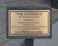 Information plaque for `The Classics` by George Lundeen at the entrance to the Avon Public Library.