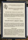 Information plaque for Grapevine`s Liberty Bell in the historic district of Grapevine, Texas. Royalty Free Stock Photo