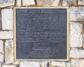 Information plaque for the historic stone dam at the Allen Water Station in the City of Allen, Texas.