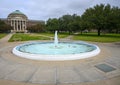 Information plaque and the Hoyt G. Kennemer Memorial Fountain on the campus of Southern Methodist University in Dallas, Texas