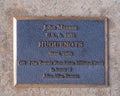 Information plaque for `Huguenots` by John Massee in 2005 on the University of Oklahoma campus in Norman. Royalty Free Stock Photo