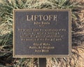 Information plaque for `Liftoff` by John Davis, a kinetic sculpture located at the disc golf park in Wylie, Texas.