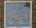 Information plaque beside`Military Surveyor` by Anita Pauwels, public art in Frisco, Texas. Royalty Free Stock Photo