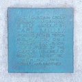 Information plaque, `Sunday Morning in Deep Waters` by Swedish sculptor Carl Milles on the campus of the University of Michigan.