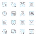 Information platform linear icons set. Data, Platform, Analytics, Insights, Intelligence, Reporting, Dashboard line