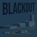 Information poster for alerting the population in emergency situations. Blackout. Retro style in monochromatic colors. Power grid