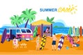 Information Poster Inscription Summer Camp Cartoon Royalty Free Stock Photo