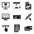 Information processing icons set, simple style Royalty Free Stock Photo
